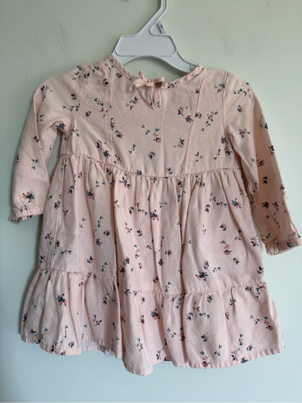 Oshkosh Soft Pink Floral Tiered Long-Sleeve Dress for Kids
